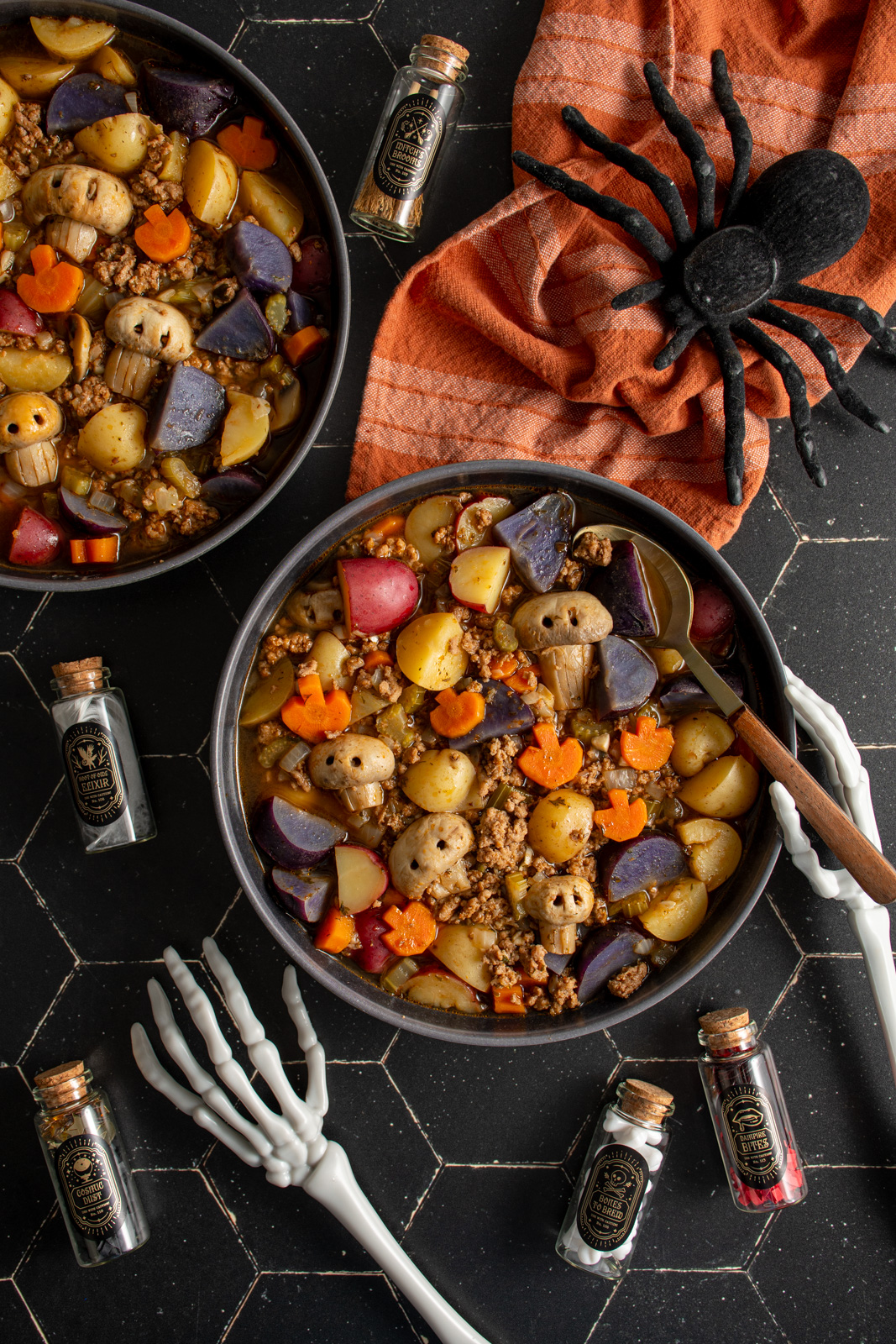 A bowl of halloween stew.